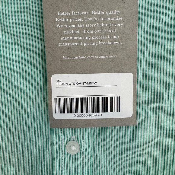 NWT Everlane Mint Pinstripe Oversized Cotton Button Up - Picture 7 of 7